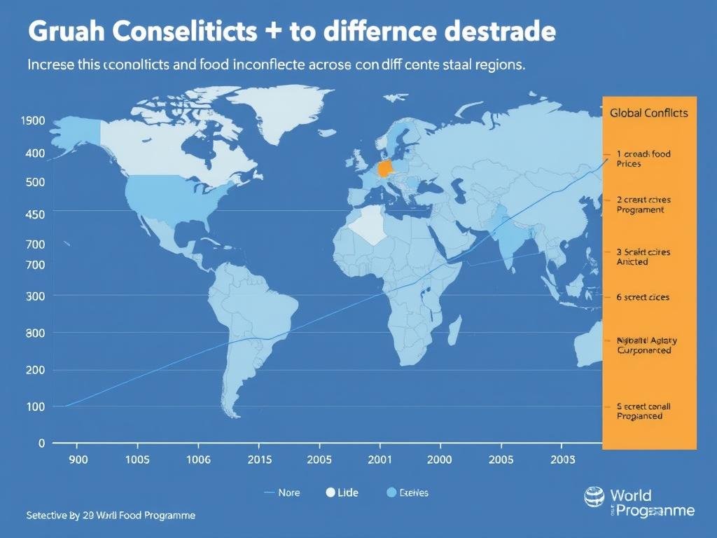 Grafik menunjukkan korelasi antara konflik global dan kerawanan pangan di berbagai kawasan