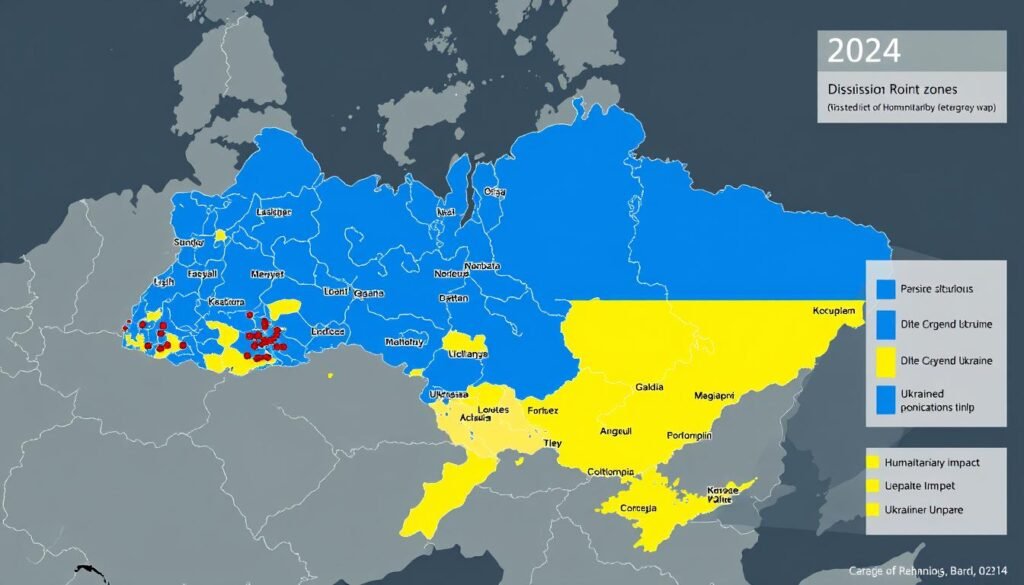 Peta konflik Rusia-Ukraina menunjukkan wilayah yang diperebutkan dan dampak kemanusiaan